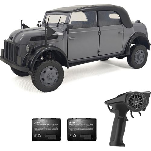 Ferngesteuertes Auto 1/18 2,4 GHz Ferngesteuertes Kommandofahrzeug in Originalgroesse Ferngesteuertes offenes Auto-Antriebsboard mit Unterspannungsschutz, grau, 2 Batterien