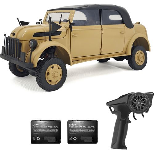 Ferngesteuertes Auto 1/18 2,4 GHz Ferngesteuertes Kommandofahrzeug in Originalgroesse Ferngesteuertes offenes Auto-Antriebsboard mit Unterspannungsschutz, Gelb, 2 Batterien