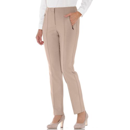 Bügelfaltenhose CLASSIC BASICS, Damen, Gr. 25, Kurzgrößen, beige (sesam), 77% Viskose, 20% Polyamid, 3% Elasthan, unifarben, lang, Hosen