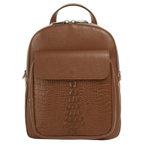 Cityrucksack CLUTY, Gr. B/H/T: 26cm x 22cm x 9cm, onesize, braun (cognac), Rindsleder, Leder, modisch, Rucksäcke, echt Leder, Made in Italy