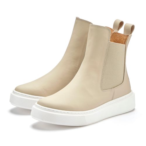 Stiefelette ELBSAND, Damen, Gr. 37, beige, Obermaterial: 100% Kalbsleder. Futter: 100% Schweinsleder. Decksohle: 100% Schweinsleder. Laufsohle: 100% Synthetik, unifarben, casual, Schuhe, Chelseaboots, Schlupfstiefel, Stiefel aus Leder