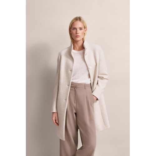 Kurzmantel BUGATTI, Damen, Gr. 40, beige (ecru), 53% Wolle, 17% Polyester, 17% Polyacryl, 13% Polyamid, unifarben, casual, normal, Langarm normaler Saum, Mäntel, mit schöner Struktur