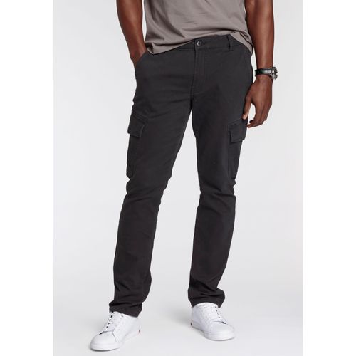 Cargohose DELMAO, Herren, Gr. 33, Länge 32, schwarz, Web, Obermaterial: 98% Baumwolle, 2% Elasthan, unifarben, casual, normal, Hosen