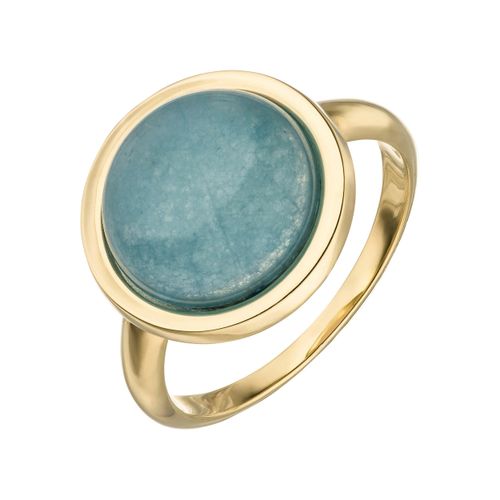 Fingerring JOBO Gr. 56, gelb (gelbgold 375, blau), Fingerringe, Damen, 56, Gelbgold 375, 375 Gold mit Chalcedon blau