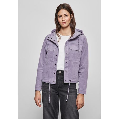 Cordjacke STREET ONE, Damen, Gr. 42, lila (wisteria lila), Web, 99% Baumwolle, 1% Elasthan, unifarben, casual, gerade normal, ohne Ausschnitt, Langarm Bündchen, Jacken, mit Kapuze