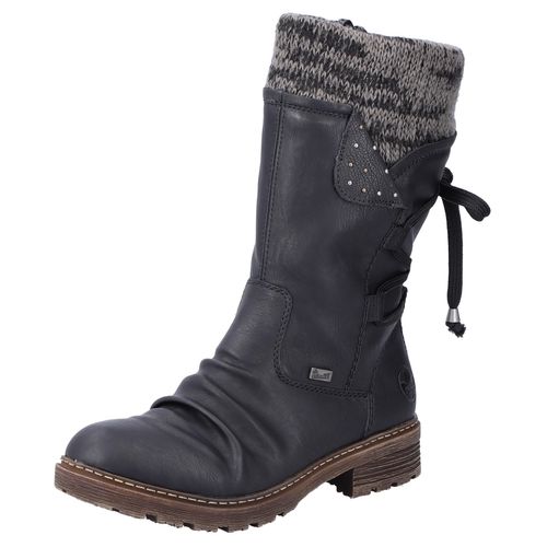 Winterstiefel RIEKER, Damen, Gr. 39, schwarz, Lederimitat, Textil, Schuhe, Winterboots, Profilsohle, Warmfutter, mit Rieker-TEX