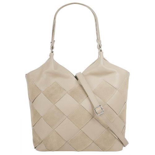 Shopper SAMANTHA LOOK, Damen, Gr. B/H/T: 30cm x 23cm x 14cm onesize, beige, Leder, Taschen, echt Leder, Made in Italy