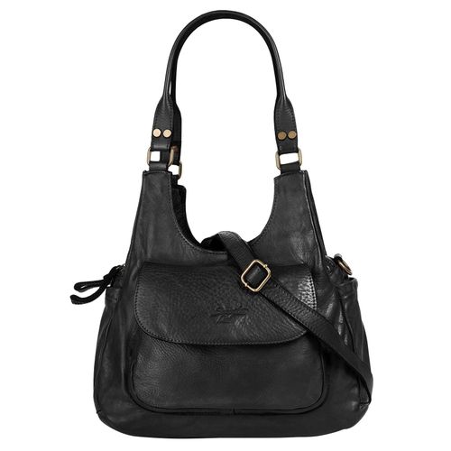 Umhängetasche SAMANTHA LOOK, Damen, Gr. B/H/T: 37cm x 18cm x 13cm onesize, schwarz, Leder, unifarben, leicht glänzend, Taschen, echt Leder, Made in Italy