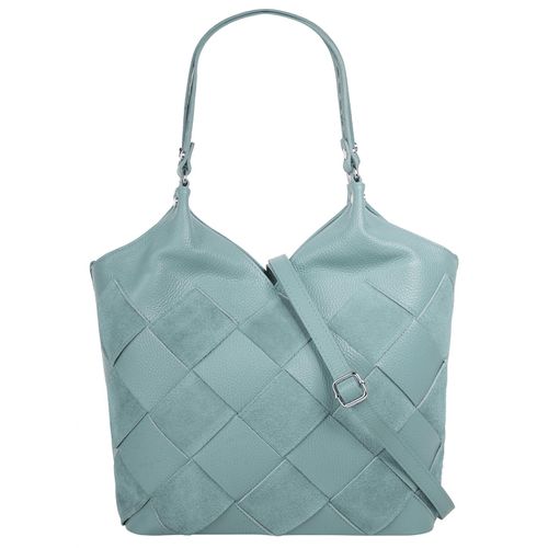 Shopper SAMANTHA LOOK, Damen, Gr. B/H/T: 30cm x 23cm x 14cm onesize, blau, Leder, Taschen, echt Leder, Made in Italy