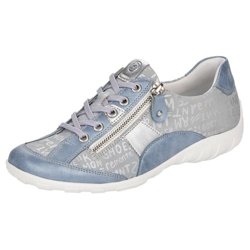 Schnürschuh REMONTE, Damen, Gr. 36, silber (hellblau, silberfarben), Leder, Lederimitat, sportlich, Schuhe, mit feinem Metallic-Schimmer, Freizeitschuh, Halbschuh, Schnürschuh