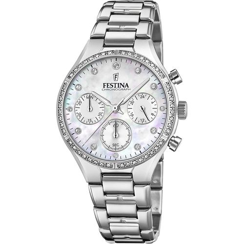 Festina Damen Chronograph Quarz Uhr mit Edelstahl Armband F20401/1