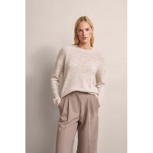 Rundhalspullover BUGATTI, Damen, Gr. M, beige, 48% Polyamid, 22% Alpaka, 22% Polyacryl, 8% Wolle, unifarben, casual, normal, Rundhals, Langarm Rippbündchen, Pullover, aus Alpaka-Wollmischung