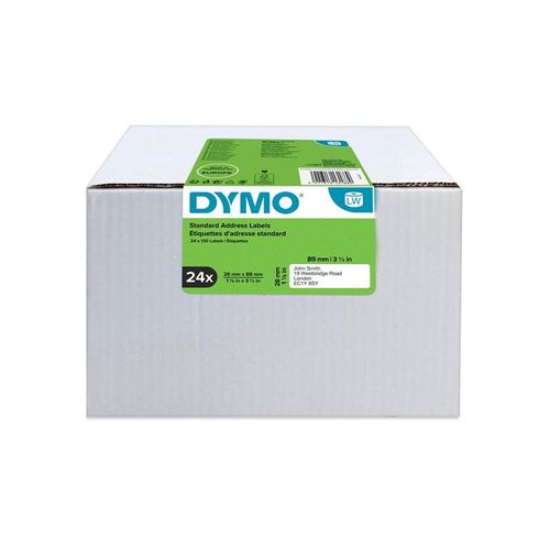 DYMO LabelWriter Adressetiketten | 28 mm x 89 mm | 24 Rollen mit je 130 leicht ablösbaren Etiketten (3.120 Etiketten) | selbstklebende Etiketten