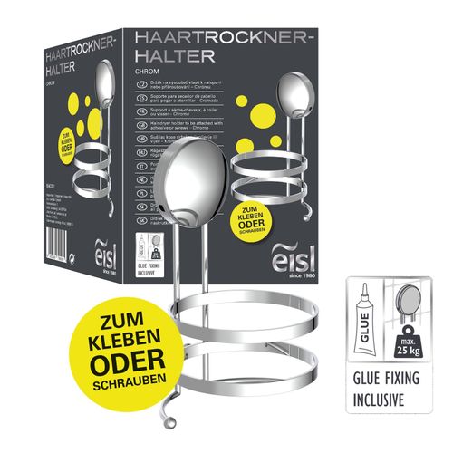 Eisl Fönhalter ohne Bohren Chrom