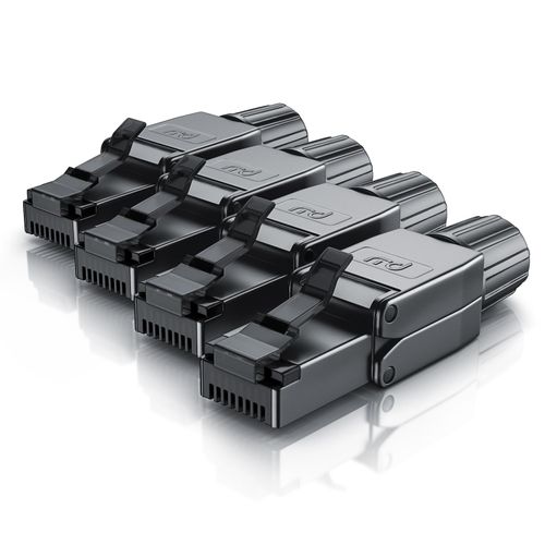 Primewire 4x Netzwerk-Adapter RJ-45 (Ethernet) zu Netzwerkkabel, Netzwerkstecker RJ45 CAT 8 - Gigabit Ethernet LAN Kabel - 40 Gbit/s, schwarz