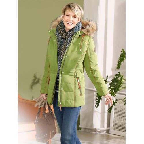 Steppjacke CASUAL LOOKS, Damen, Gr. 26, grün, 50% Polyester, 37% Baumwolle, 13% Polyamid, Kunstpelz:80% Polyacryl, 20% Polyester, unifarben, Langarm, Jacken