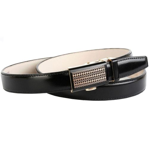 Ledergürtel ANTHONI CROWN, Damen, Gr. 100, schwarz, Leder, unifarben, Gürtel, 2,4 cm schmaler Ledergürtel in schwarz