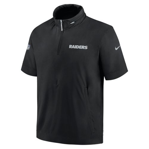 Las Vegas Raiders Sideline Coach Nike NFL-Kurzarmjacke mit Kapuze und Halbreißverschluss (Herren) - Schwarz