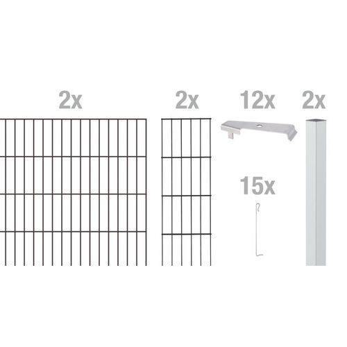 Alberts Cluster-Gabionen Komplettset, Höhe 80 cm, Länge 2 m, anthrazit, zum Einbetonieren