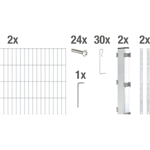 Alberts Gabionen-Komplettsets Step², Höhe 100 cm, Länge 2 m, feuerverzinkt zum Einbetonieren