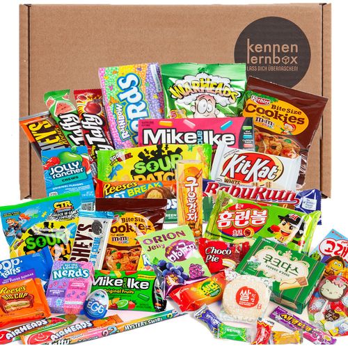 Giant Box | Kennenlernbox mit 40 beliebten Süßigkeiten aus USA und Korea | Geschenkidee für besondere Anlässe wie zum Geburtstag