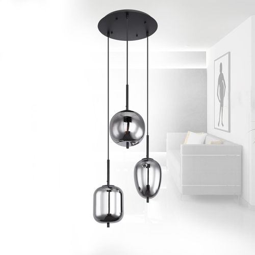 Hängeleuchte Esszimmer Rauchglas Pendelleuchte Wohnzimmer Hängelampe schwarz