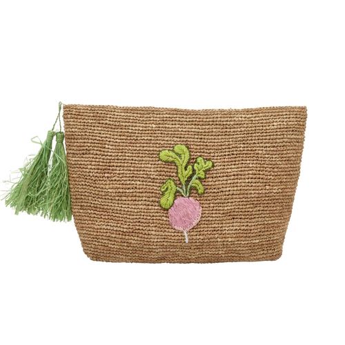 RICE Große Raffia Handtasche Radieschen, L:20 cm, B:30 cm, H:8 cm, Braun