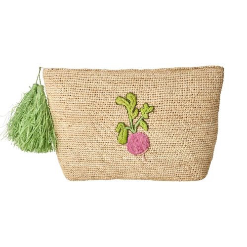 RICE Große Raffia Handtasche Radieschen, L:20 cm, B:30 cm, H:8 cm, Beige