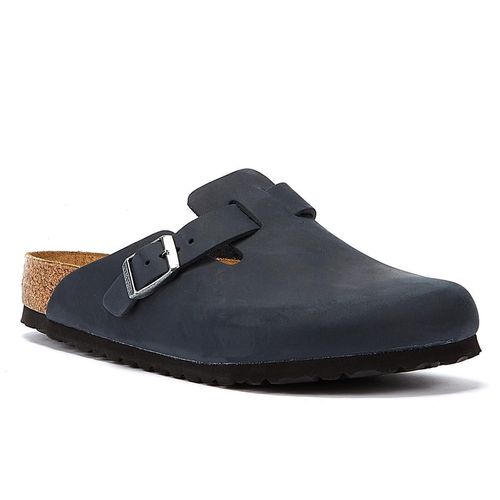 Birkenstock Boston Schmalz Leder Schwarz Schmales Fußbett - Slipper - 59463