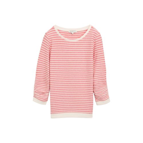 TOM TAILOR DENIM Damen Sweatshirt mit Streifenmuster, rot, Gestreift, Gr. M Image