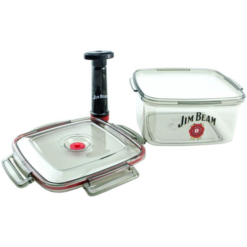 Vakuumbehälter JIM BEAM BBQ, transparent, B:20cm H:9cm L:20cm Ø:28cm, Kunststoff, Lebensmittelaufbewahrungsbehälter, zum Marinieren