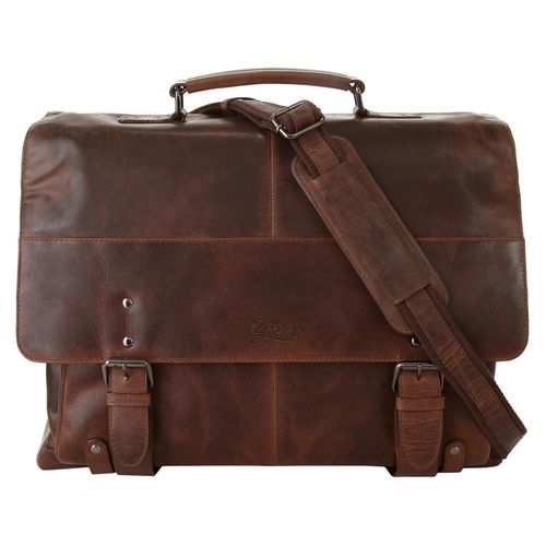 Aktentasche X-ZONE, Damen, Gr. B/H/T: 48cm x 35cm x 21cm onesize, braun (cognac), Leder, beschichtet, Taschen, echt Leder