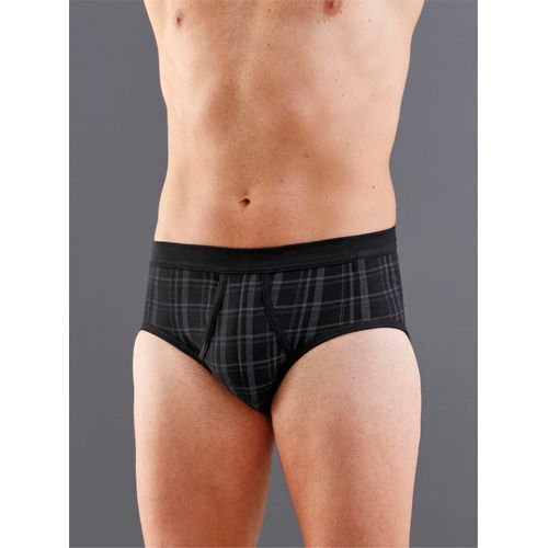 Slip SCHIESSER, Herren, Gr. 5, schwarz (schwarz, kariert), 100% Baumwolle, Unterhosen