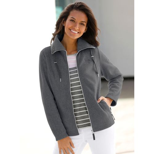 Fleecejacke CASUAL LOOKS, Damen, Gr. 44, grau (dunkelgrau, meliert), 100% Polyester, unifarben, meliert, Langarm, Jacken