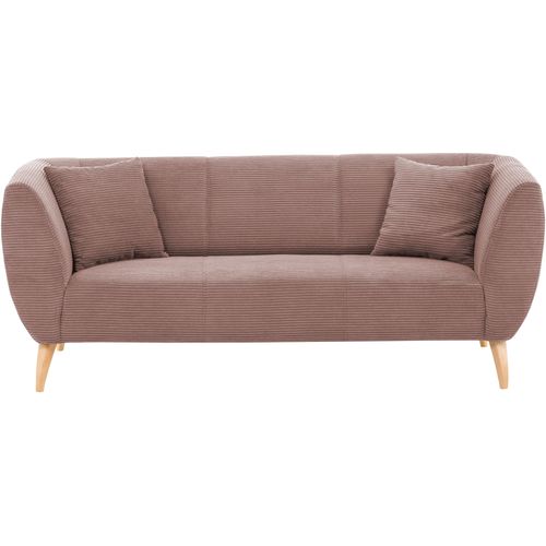 3-Sitzer INOSIGN, rosa, B:208cm H:83cm T:88cm, 100% Polyester, Sofas, zwei verschiedene Fußfarben wählbar