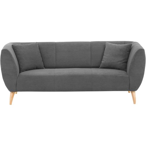 3-Sitzer INOSIGN, grau, B:208cm H:83cm T:88cm, 100% Polyester, Sofas, zwei verschiedene Fußfarben wählbar