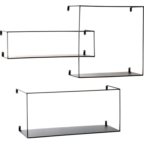 Wandregal HAKU "23518", schwarz, offene Fächer, Metall, Regale, Wandregal, 3er-Set