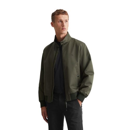 Blouson MARC O'POLO, Herren, Gr. M, grün (neverland iron), Obermaterial: 78% Polyester, 22% Baumwolle, casual, regular fit, Langarm elastischer Bund, Jacken, Stehkragen mit Druckknopfverschluss