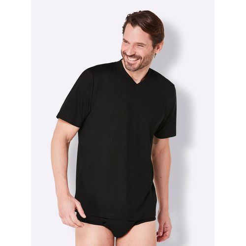 Unterziehshirt KINGS CLUB, Herren, Gr. 6, Normalgrößen, bunt (schwarz, grau, meliert, marine), 100% Baumwolle, Meliert:96% Baumwolle, 4% Polyester, V-Ausschnitt, Kurzarm, Unterhemden