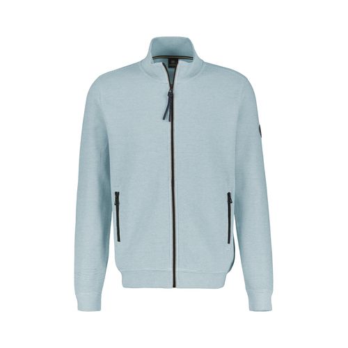 Sweatjacke LERROS, Herren, Gr. XXL, blau (cloud blau), Sweatware, Obermaterial: 90% Baumwolle, 10% Polyester, unifarben, casual, regular fit taillenbedeckt, ohne Ausschnitt, Langarm Bündchen, Sweatjacken, mit Stehkragen