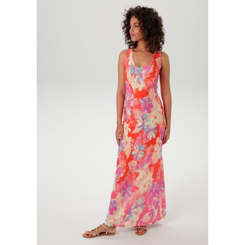 Sommerkleid ANISTON CASUAL, Damen, Gr. 38, N-Gr, bunt (orange, vanille, fuchsia, lavendel, rosa, türkis), Single Jersey, Obermaterial: 100% Viskose, bedruckt, geblümt, feminin, figurumspielend knöchellang, Rundhals, ohne Ärmel, Kleider, mit farbenfrohen Blumendruck - jedes Teil ein Unikat - NEUE KOLLEKTION, Topseller