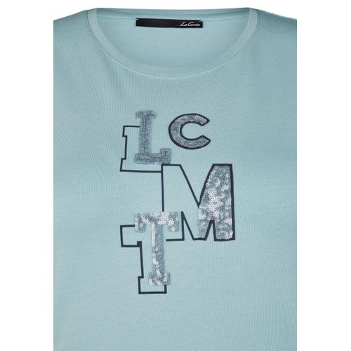 Print-Shirt LECOMTE "LeComte T-Shirt mit funkelndem Logo-Print", Damen, Gr. 42, grün (mintgrün), 48%Baumwolle 48%Modal 4%Elastan, unifarben, tailliert, Shirts