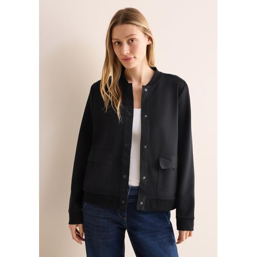 Blouson CECIL, Damen, Gr. L (42), schwarz, Stoff, 49% Polyester, 43% Modal, 8% Elasthan, unifarben, casual, normal normal, hoch geschlossener Ausschnitt, Langarm Bündchen, Jacken, mit Stehkragen