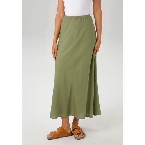 Maxirock ANISTON CASUAL, Damen, Gr. 46, grün (khaki), Web, Obermaterial: 100% Viskose, unifarben, casual, figurumspielend knöchelfrei, Röcke, in sommerlichen Farben - NEUE KOLLEKTION