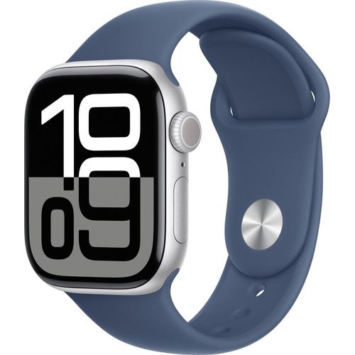 Apple Watch Series 10 GPS 42mm Aluminium Silber mit Sport Loop Denim MWWA3QL/A