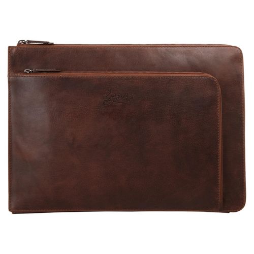 Dokumententasche X-ZONE, Herren, Gr. B/H/T: 37cm x 27cm x 4cm onesize, braun (cognac), Leder, glänzend, beschichtet, Taschen, echt Leder