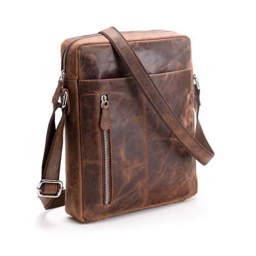 Schultertasche CASUAL LOOKS, Damen, Gr. B/H/T: 28cm x 23cm x 6cm, braun, Leder, unifarben, Taschen