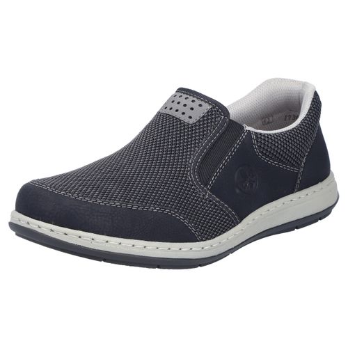 Slipper RIEKER, Herren, Gr. 43, schwarz, Nubuklederimitat, Textil, sportlich, Schuhe, Slip-on Sneaker, Schlupfschuh, Halbschuh, Freizeitschuh mit Stretch