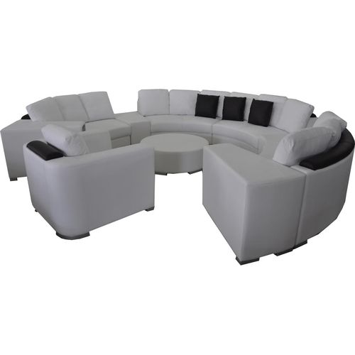 Wohnlandschaft Rund Ecksofa Leder Runde Couch Garnitur Sofa Couch Ecke + USB