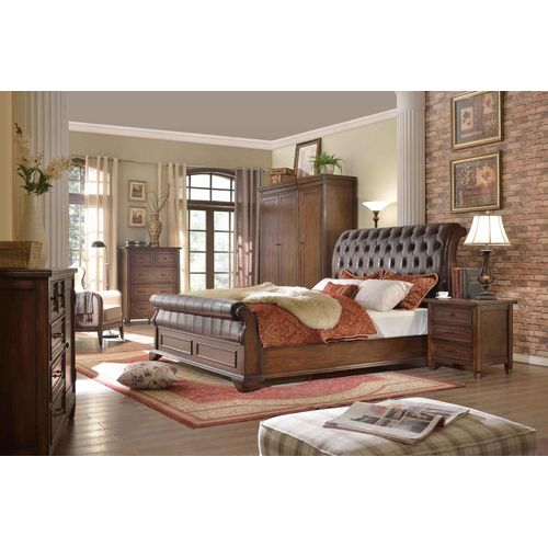 Chesterfield Bett Leder Polster Doppel Betten Designer Bett 180 x 200cm Barock